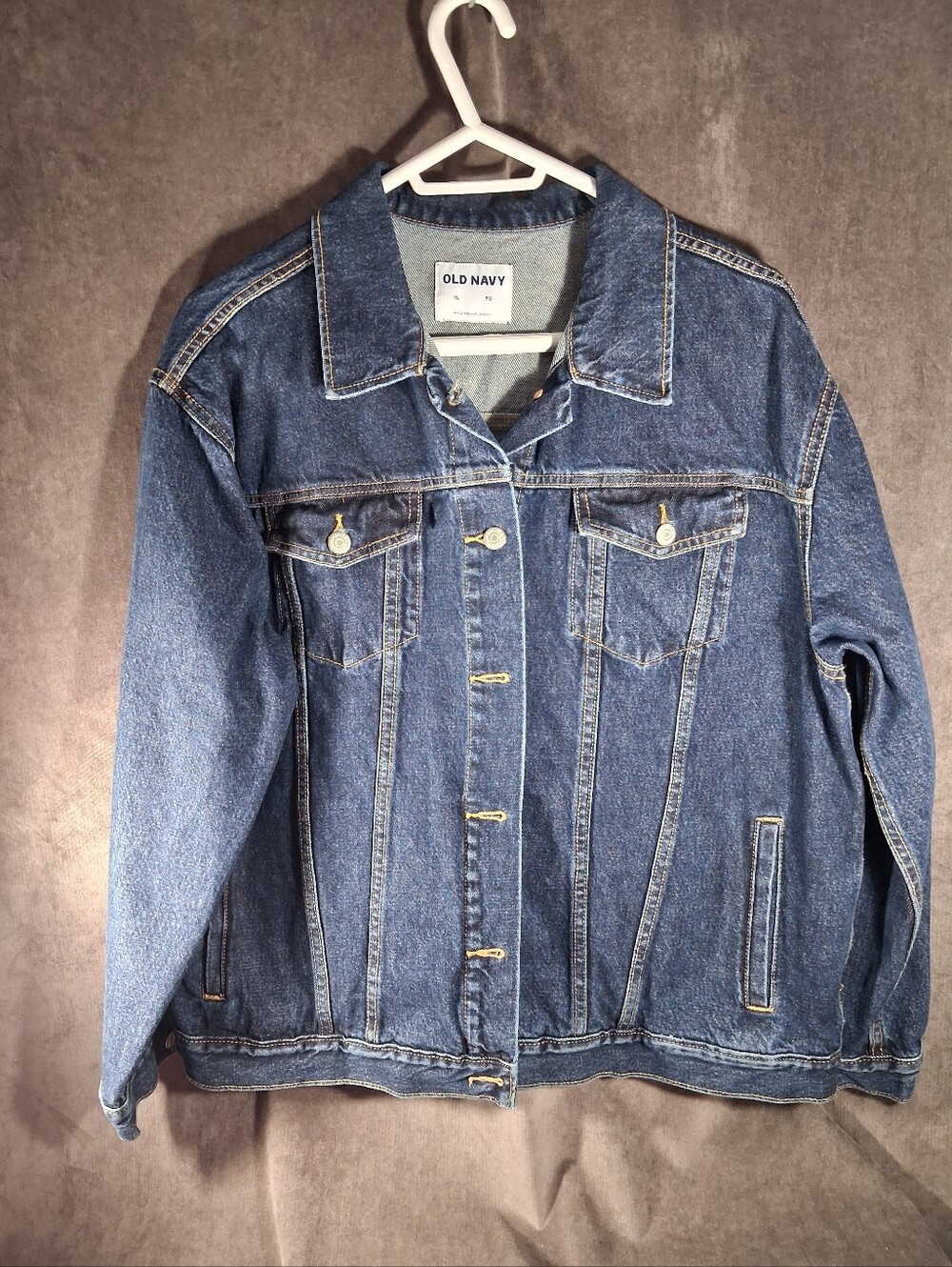 Old Navy 100% Cotton Denim Dark Wash Button Up Trucker Jean Jacket VG XL